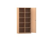 Flexeo� Schrank, Buche hell, 10 F�cher, Mittelwand, 2 T�ren, Bogengriff mit Schloss, HxBxT: 190 x 94,4 x 40 cm