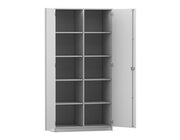 Flexeo Hochschrank grau, Mittelwand, 2 T�ren, HxBxT: 190 x 94,4 x 50 cm, Bogengriff mit Schloss