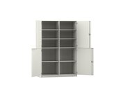 Flexeo Halbt�renschrank weiss, 4 Dreht�ren, 8 Fachb�den, HxBxT: 190 x 126,4 x 60 cm, Bogengriff mit Schloss