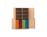 Flexeo Halbt�renschrank, Buche hell, 4 Dreht�ren, 32 Boxen klein, bunt, HxBxT: 190x126,4x50 cm, Dreholive