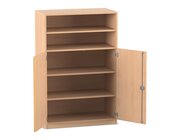 Flexeo Regalschrank, Buche hell, HxBxT: 143,9 x 94,4x42 cm, Bogengriff mit Schloss