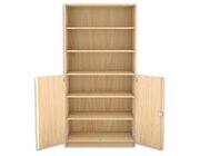 Flexeo� Halbt�renschrank, Ahorn honig mit 6 F�chern und 2 Halbt�ren, HxBxT: 190 x 94,4 x 40 cm, Bogengriff mit Schloss