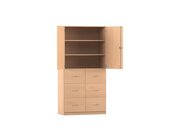 Flexeo Hochschrank mit Sockel, Buche hell, 6 gro�e Schubladen, HxBxT: 190x94,4x50 cm