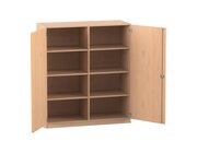 Flexeo� mittelhoher Schrank Buche hell, HxBxT: 143,9 x 126,4 cm x 50 cm, 3 Fachb�den, Bogengriff mit Schloss