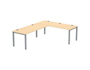 Flexeo� Schreibtisch, Ahorn honig, Breite 200 cm mit Anbau 173x80 cm