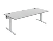 Flexeo� Schreibtisch 200 x 80 cm, Dekor grau, elektrisch h�henverstellbar 63 bis 129 cm