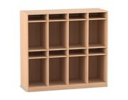 Flexeo Schulranzenregal PRO Buche hell, 4 Reihen, BxHxT 143,9x132,2x48 cm, Stellf��e