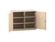 Flexeo Unterschrank Ahorn honig, Sockel, 6 F�cher, 99,1 x 126,4 x 50 cm, Bogengriff mit Schloss