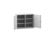 Flexeo Unterschrank grau, Sockel, 6 F�cher, 99,1 x 126,4 x 50 cm, Bogengriff mit Schloss