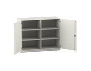 Flexeo Unterschrank wei�, Sockel, 6 F�cher, 99,1 x 126,4 x 40 cm, Bogengriff mit Schloss