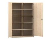 Flexeo� Schrank, Ahorn honig, 10 F�cher, Mittelwand, 2 T�ren, Bogengriff mit Schloss, Breite 126,4 cm, Tiefe 60cm
