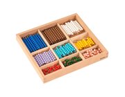 Kasten mit Perlenst�bchen f�r das Multiplikationsbrett f�r Dezimalzahlen, lose Perlen Kunststoff