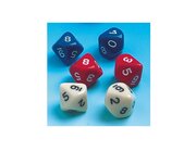 12 Zahlenw�rfel 0-9 aus Kunststoff, 25 mm