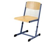Ecoflex Sch�lerstuhl h�henverstellbar 38-46 cm, Buche-Laminat, Stahlfarbe lichtgrau RAL 7035, Kunststoffkappen