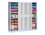C+P Lochblech Ballschrank HxBxT: 195x160x40 cm, mit Schiebet�ren lichtgrau