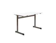 Zweier-Sch�lertisch, L-Fu�, H�he 76 cm, Gestell/Tischplatte lichtgrau, 130x55 cm, ABS-Kante