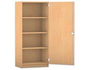 Flexeo mittelhoher Schrank, 4 F�cher, T�ranschlag rechts, Bogengriff mit Schloss, HxBxT: 143,9 x 64,1 x 40 cm