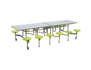 Tisch-Sitz-Kombination rechteckig, Sitzh�he 43,5 cm, Tischfarbe: grau gesprenkelt, Hocker hellgr�n