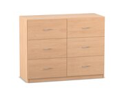 Flexeo H�ngeregister-Schrank mit Sockel, Buche hell, 6 gro�e Schubladen HxBxT: 99,1 x 126,4 x 60 cm
