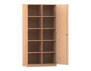 Flexeo Hochschrank, Ahorn honig mit 10 F�chern und T�ren, 190 x 94,4 x 60 cm, Bogengriff mit Schloss