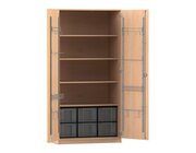Flexeo Musikschrank, Buche hell, 6 gro�e transparente Boxen HxBxT: 190 x 94,4 x 60 cm