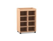 Flexeo� Regal PRO, Buche hell, 2 Reihen, 8 F�cher, Aufkantung, Rollen, HxBxT: 105,6x73,1x48 cm