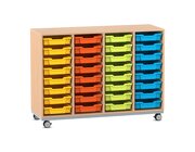 Flexeo� Regal Pro mit Stahlrahmen, Buche hell, 4 Reihen, 32 Boxen bunt A