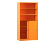 Flexeo� Schiebet�renschrank, Dekor Orange, 6 F�cher, 2 T�ren unten, Schloss, 58cm tief