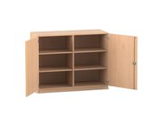 Flexeo Unterschrank Buche hell, Sockel, 6 F�cher, 99,1 x 126,4 x 60 cm, Bogengriff mit Schloss