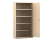 Flexeo Hochschrank mit Dreht�ren, Ahorn honig, 4 Fachb�den, HxBxT: 94,4 x 190 x 60 cm, Schloss
