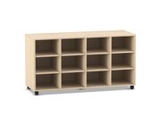 Flexeo Regal PRO, Ahorn honig, HxBxT: 76,7 x 143,9 x 48 cm, 4 Reihen, 12 F�cher, mit Rollen