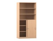 Flexeo Schiebet�renschrank mit 6 F�chern und zwei T�ren unten, Buche hell, Tiefe 48 cm
