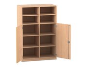 Flexeo� Halbt�renschrank, Buche hell mit 10 F�chern und 2 Halbt�ren, HxBxT: 143,9x94,4x40 cm, Bogengriff mit Schloss