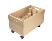 Puzzle-Container: Fr�bel-Baukl�tze natur in der Truhe: Inhalt 126 Bausteine, Buche natur
