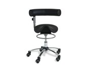 Sanus�-Sattelsitz 42-51 cm mit h�henverstellbarer Lehne, Kunstleder schwarz, B�rorollen