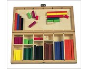 Cuisenaire-St�be farbig, 100 St�ck im Holzkasten