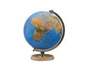 Doppelbild-Leuchtglobus, Edelholzfu� mit gegossenem Metallmeridian