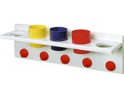 Waschraumleiste aus Kunststoff mit 5 Einfachhaken, rot, Breite 50 cm