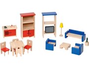 M�bel f�r Puppenhaus Maxi, 23 Teile aus Holz, ab 3 Jahre