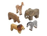 Meine ersten Safaritiere, 5 Tierfiguren aus Holz, ab 3 Jahre