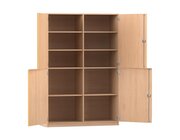 Flexeo� Halbt�renschrank mit 10 F�chern und 4 Halbt�ren, Buche hell, Tiefe 60 cm