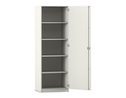 Flexeo Hochschrank wei�, 1 T�r, Bodengriff mit Schloss, 4 Fachb�den 190 x 64,1 cm, T�ranschlag rechts, Tiefe 50 cm