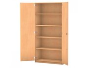 Flexeo Klassenschrank, HxBxT 200x100x50 cm, 4 Fachb�den, Buche hell, Dreholive mit Schloss