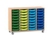 Flexeo� Regal Pro mit Stahlrahmen, Buche hell, 4 Reihen, 32 Boxen bunt B