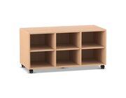 Flexeo� Regal PRO, Buche hell, 3 Reihen, 6 F�cher, 54,3 x 108,5 x 48 cm, Rollen