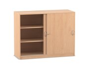 Flexeo� Schiebet�renschrank, Buche hell, 6 F�cher, , HxBxT 99,1 x 126,4 x 38 cm