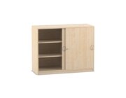 Flexeo� Schiebet�renschrank, Ahorn honig, 6 F�cher, Mittelwand, HxBxT 99,1 x 126,4 x 48 cm