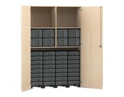 Flexeo� Garagenschrank mit 2 F�chern, 4 Rollcontainern und 40 Boxen, Ahorn honig, Schloss, HxBxT: 190 x 126,4 x 50 cm