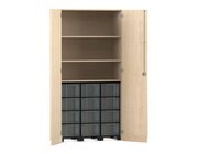 Flexeo� Garagenschrank, Ahorn honig, 3 F�cher, 3 Rollcontainer, 12 gro�e Boxen, Schloss, HxBxT: 190 x94,4x50 cm