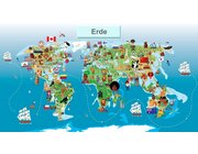 Leinenkarte in Schulausf�hrung, Kinderkarte Welt